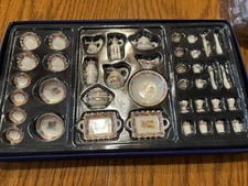 Dollhouse Miniature Tea Set Pastel Flora 42 pc Teapot Plates 1:12 inch scale F99