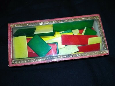 Boîte ancienne de jetons de jeu en os - Photo 1/3