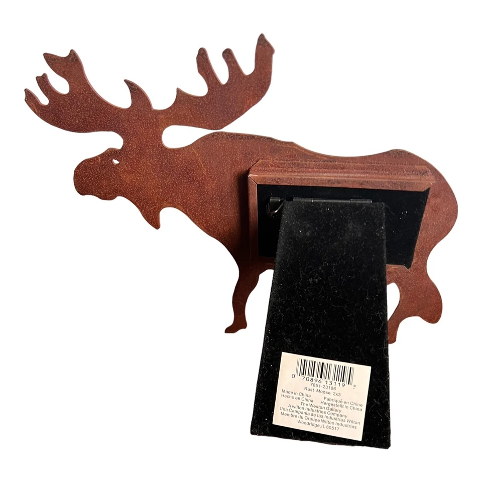 Rust Metal Moose Elk Shape Picture Frame Holds 2X3 Photo Rustic Cabin 7.5"X9" - Изображение 3 из 4