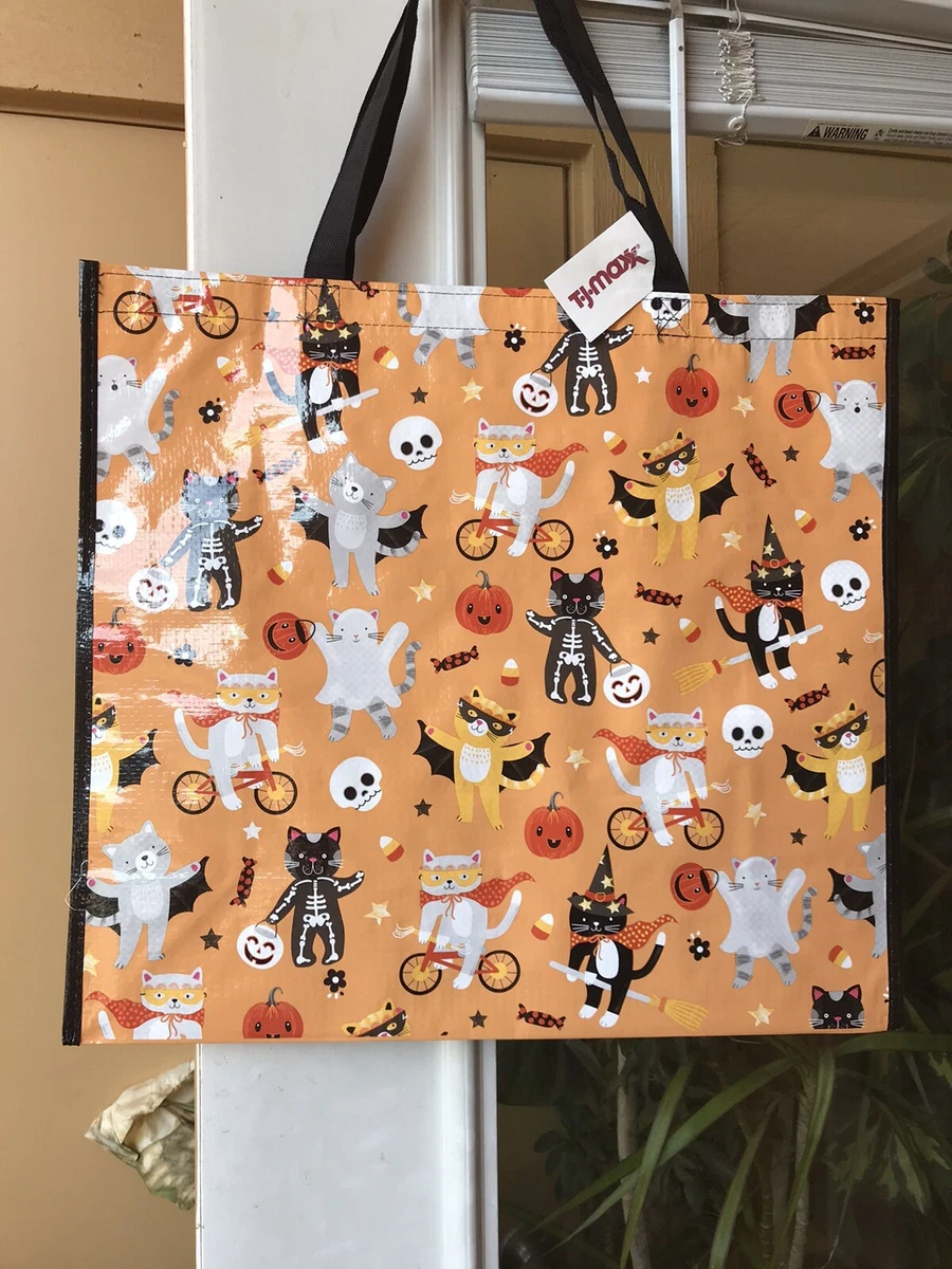 🎃 TJ MAXX Reusable Shopping Bag Tote Halloween Kitty's In Costume 🐈 ECO  NWT