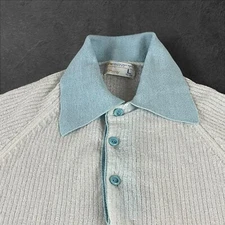 Vintage JC Penney Dagger Shirt Large 70s 80s Blue Rockabilly Club Rave USA T316