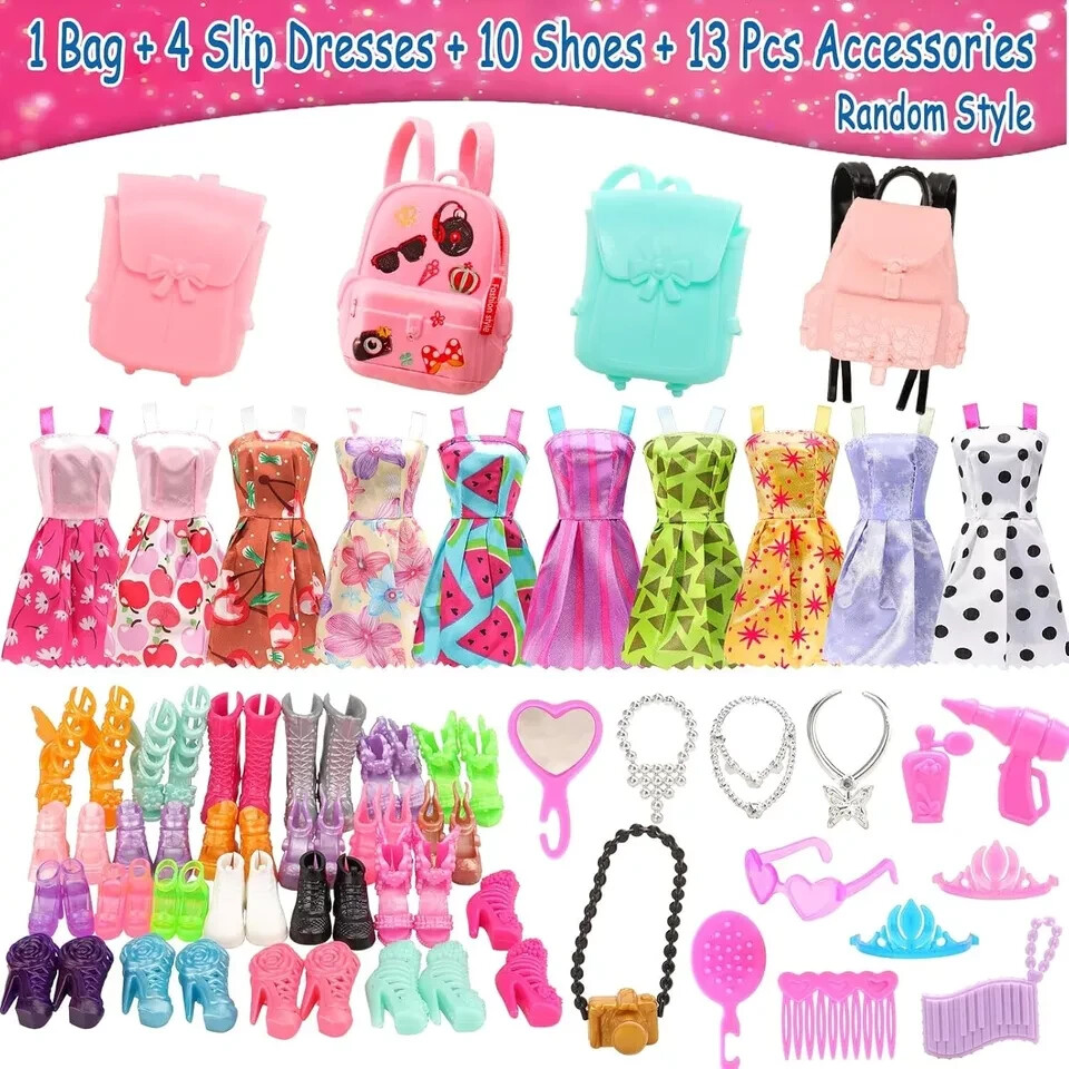 For Barbie Doll Clothes Huge Lot Party Accessories Gown Girl Set Outfits