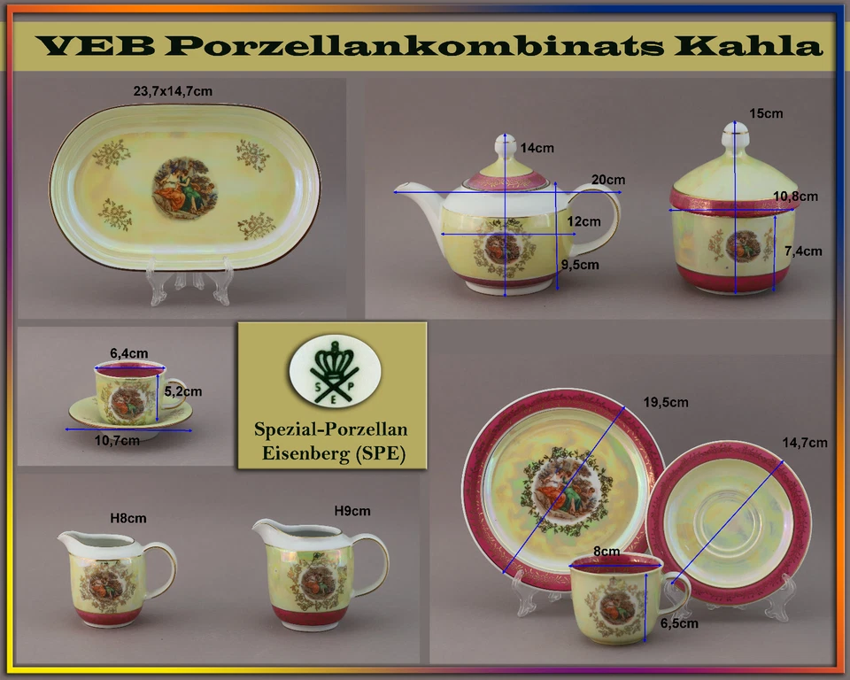 Teile z. Wahl MADONNA Eisenberg SPE (VEB Kahla) Perlmutt Nymphen kanne teller - Bild 2 von 3