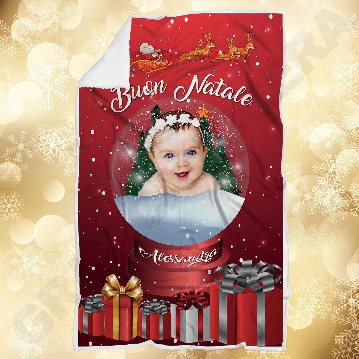 Coperta Natalizia In Pile 120x80 Cm - Morbida Flanella Con Motivi Di Natale - Regalo Decorazione