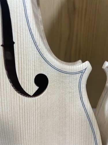 Unfinished 4/4 size white Violin 4 String Flame Maple Back With Fretboard - Picture 8 of 11