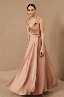 tansy satin charmeuse maxi dress BHLDN | Dresses | Bhldn Tansy Satin Charmeuse Maxi Dress In Champagnehemmed  To Fit 54