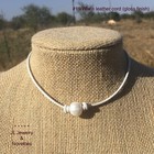 Leather Pearl Choker, Single Pearl Necklace, Free Shipping