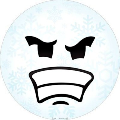 Angry Face Snowflake 12'' Round Metal Sign Winter Snow Holiday Emoji Wall Decor