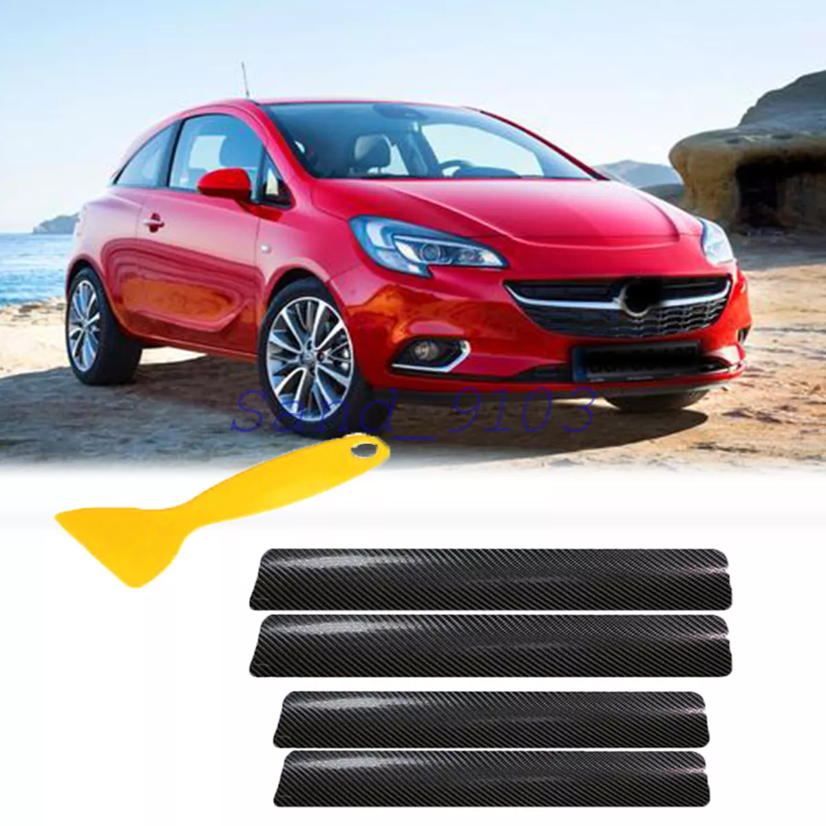 FIT FOR Corsa E Car Door Sill Protectors Fiber Accessories |