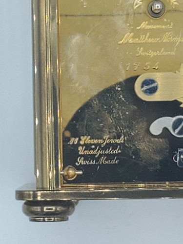 VINTAGE SWISS MADE MATTHEW NORMAN 11JEWELS HAND WIND LUXURY TABLE CARRIAGE CLOCK - Picture 9 of 11