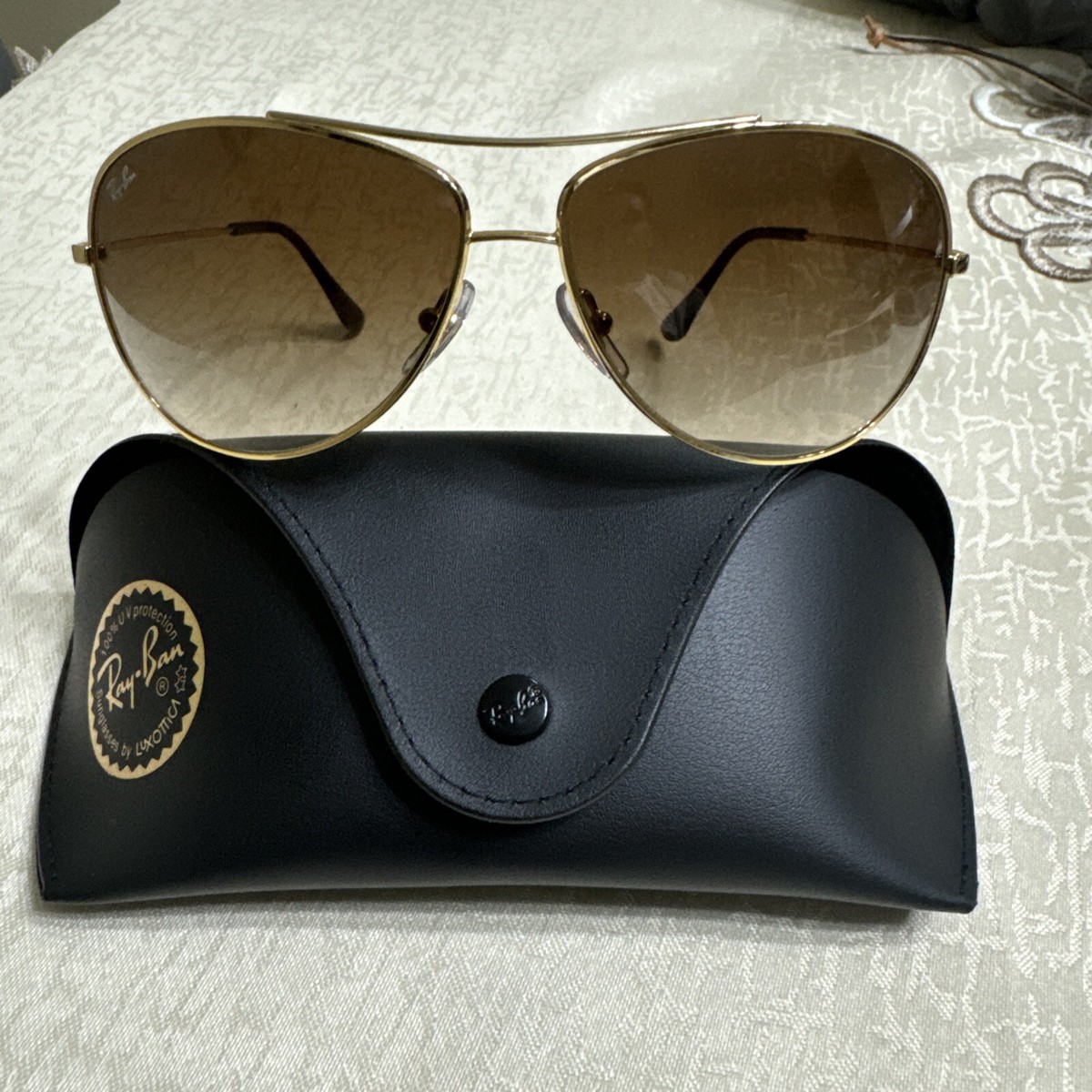 Ray-Ban RB3293 Metal Aviator Sunglasses Gold Frames W/ Gradient Dark Brown  Lens