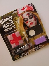 BLOODY NURSE Costume Makeup KIT Cap Hat Bloody Scab Tray Sponge ZOMBIE NOS