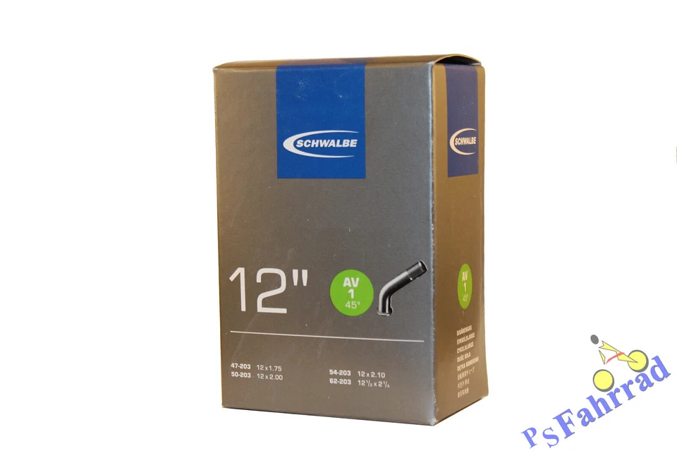 Schwalbe Schlauch AV1 12 1/2x1.75-2 1/4" 47/62-203 Autoventil 45° abgewinkelt