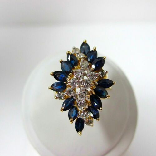 14k Yellow Gold Finish 2.30 Ct Marquise Simulated Sapphire Women Engagement Ring
