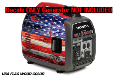 #ad Decal For Honda EU2200i Skin Camping Generator Engine Sticker USA FLAG WOOD $19.95