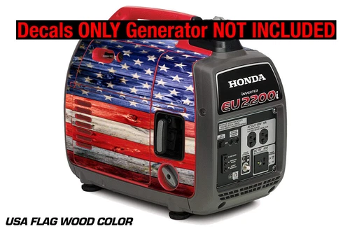 Decal For Honda EU2200i Skin Camping Generator Engine Sticker USA FLAG WOOD