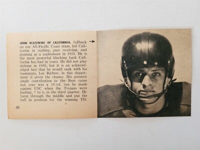 John Olszewski University of California 1951 Football YB Player