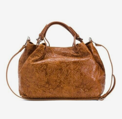 ISADORA ITALY Cuoio Tooled GENUINE Leather Large Bag Tote Purse