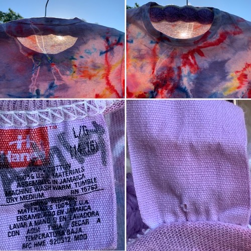 Tie Dye T-Shirt Single Stitch Hem & Sleeves Hanes Shirt Sleeve Tee L 14-16 - Picture 6 of 12