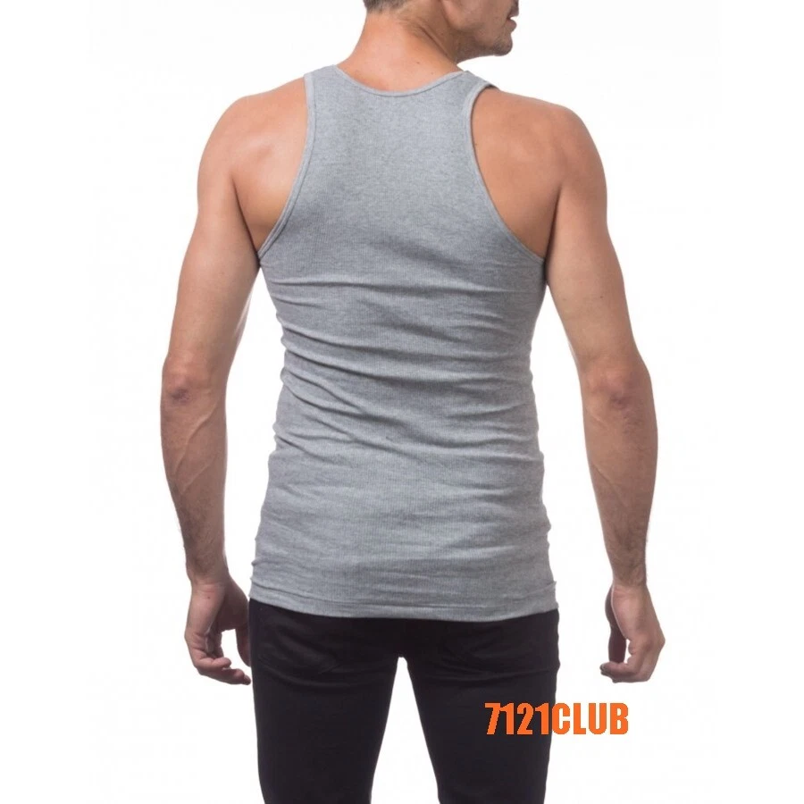 Lot 2 PRO CLUB A SHIRTS TANK TOP GRAY ProClub Men's Wife Beater Undershirt S-7XL - Image 4 of 4