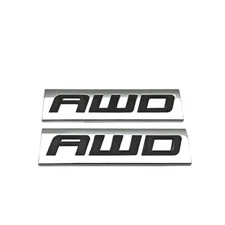 2x Metal Silver&Black AWD Logo Emblem Side Fender Auto Badge Trunk Sticker Decal