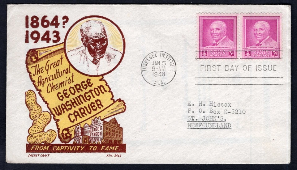 USA 1948 FDC Cover. George Washington Carver. Boll Cachet. Cinderella - Image 2 of 3
