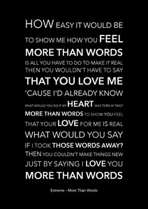 Extreme More Than Words Black Song Lyric Art Poster A4 Size Ebay