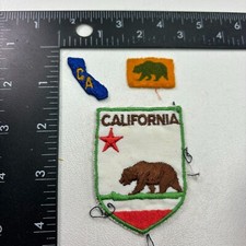 VTG 3 Patches Grizzly Bear State Flag Theme California Patch  2 Tiny Ones 431O