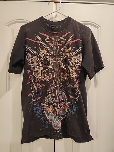 Camiseta Vintage Y2K Años 90 TND Alas Góticas Espadas Estampado Gráfico 2 Caras Talla Grande - Imagen 1 de 12