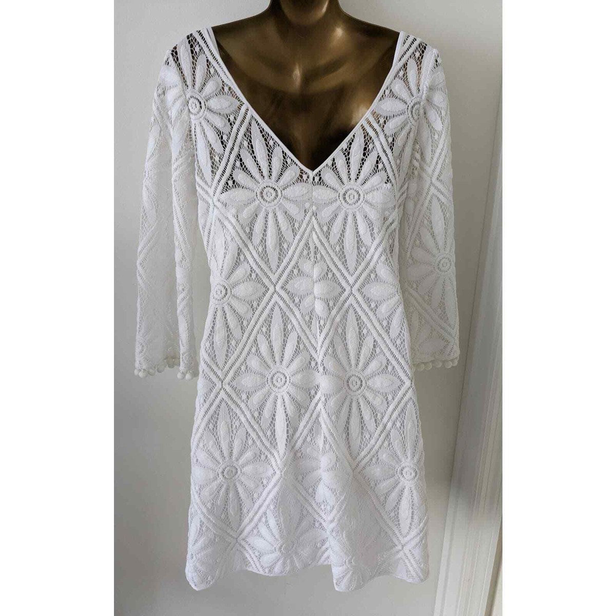 lilly pulitzer topanga lace dress LILLY PULITZER WOMEN'S TOPANGA WHITE LACE CROCHET DRESS SIZE XL # 164