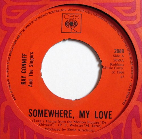 Ray Conniff - 7" UK 45 - Somewhere, My Love - 1966 - CBS 2089 - LC - C/S - VG/EX - Picture 2 of 2