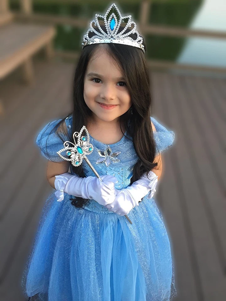 Dulce Nicole Cenicienta Cristal Princesa Fiesta Disfraz Vestido con Accesorios Foto 3 de 4