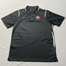 Nike Soccer Polo T-Shirt Men’s Large Gray White Dri-Fit Sportswear Team Logo Y2K