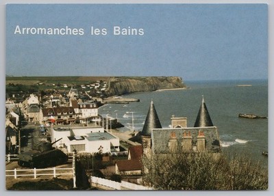 Arromanches les Bains France Panoramic View Postcard D-Day Mulberry Harbour