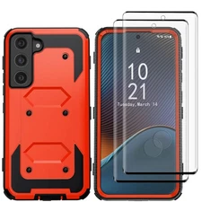 Orange Case For Samsung Galaxy S21 Ultra/Plus/FE Shockproof Cover Tempered Glass
