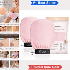 Exfoliating Glove 2 Pack Korean Body Scrubber Mitt Viscose Dead Skin Remover