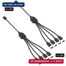 2 Pack 3Pin 5V ARGB Extension Cable Set with 8 Male Pins, 1-to-4 Addressable RGB