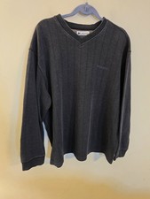 Columbia Men's XXL Gray Cotton Blend V-Neck Ribbed Long Sleeve Pullover Sweater