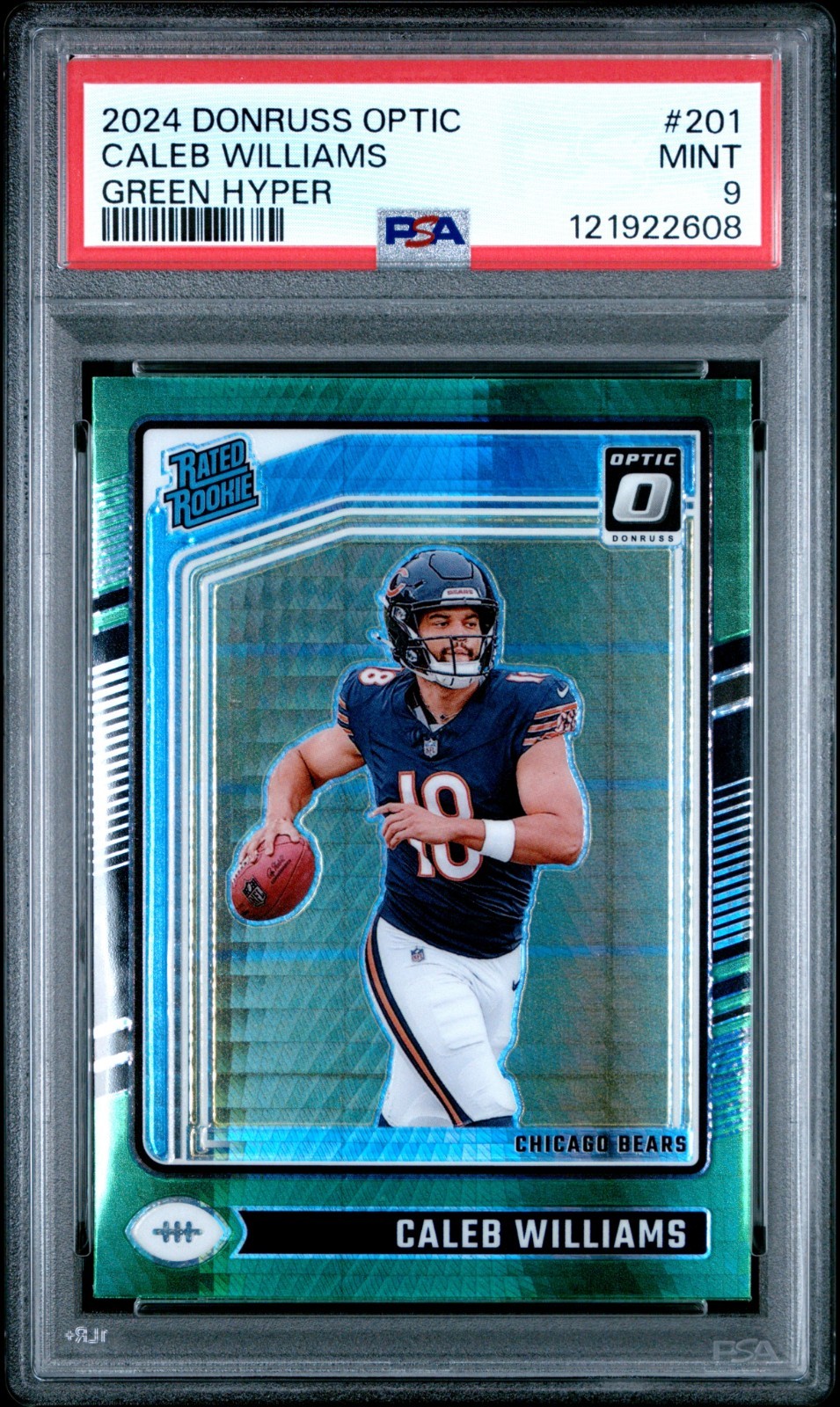 2024 Optic #201 Caleb Williams Green Hyper PSA 9