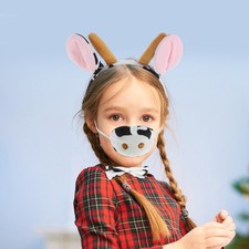  Cow Costumes Set Halloween Cattle Headband Adult Animal Bow Ties