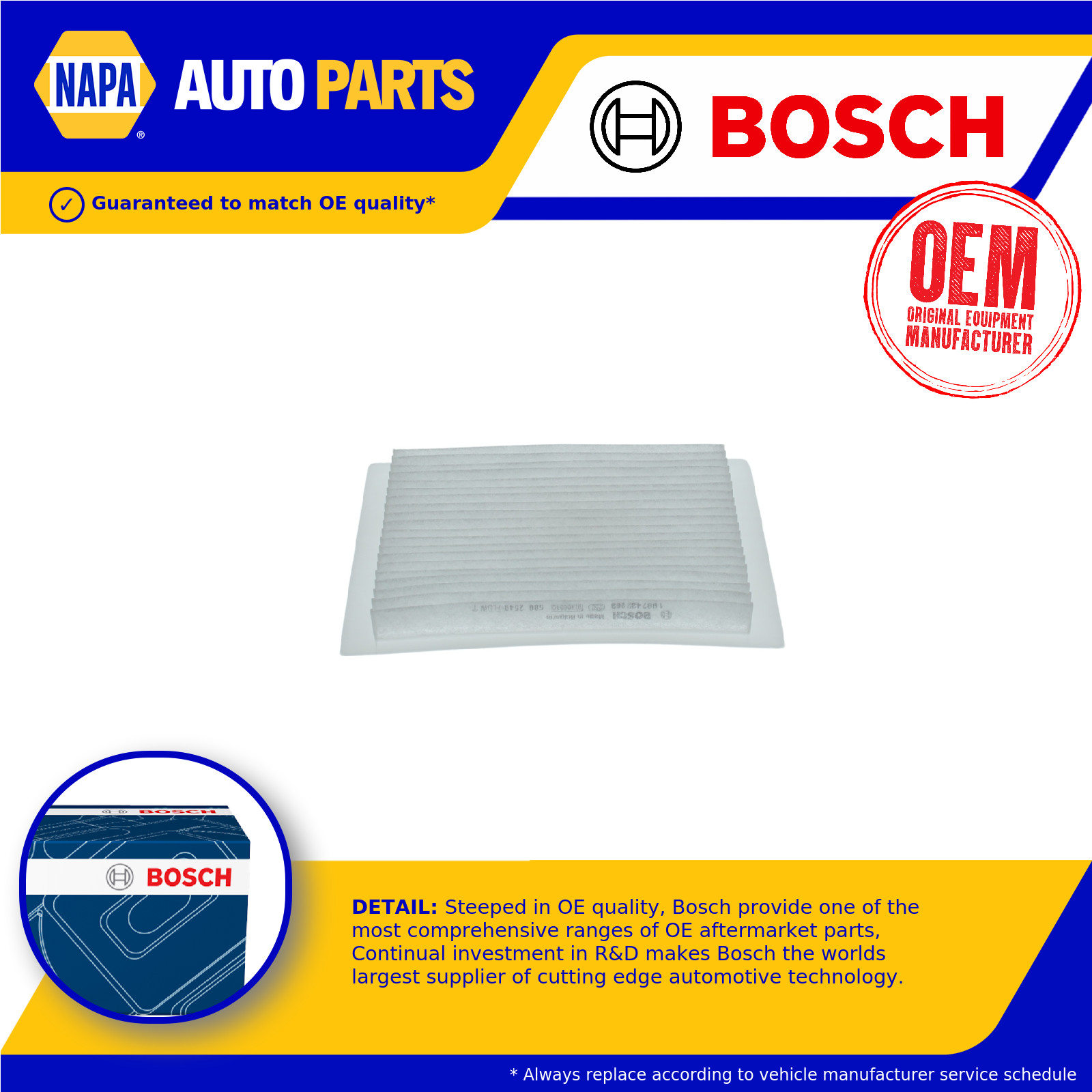 Pollen / Cabin Filter 1987432263 Bosch 8713930010 8713948020 871394802083 M2263