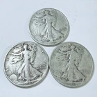 WALKING LIBERTY HALF DOLLAR LOT OF 3 - 90% SILVER CIRCULATED COINS #8613