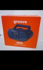Onn Portable CD Boombox Groove Player Digital FM Radio Navy Blue