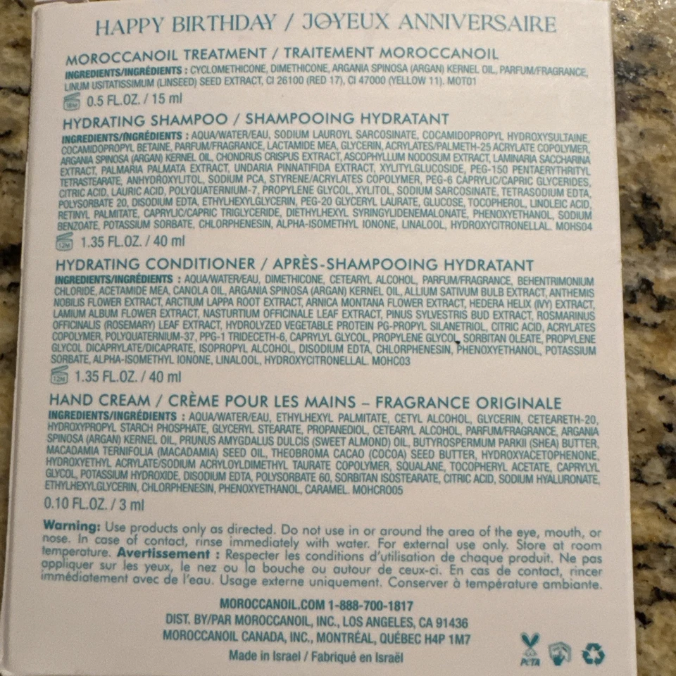 Aceite marroquí tamaño viaje incluye champú crema enjuague tratamiento capilar y crema de manos Foto 2 de 4