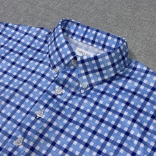 Collars  Co. Dress Collar Polo Shirt Mens M Blue Gingham Button-Down Polyester