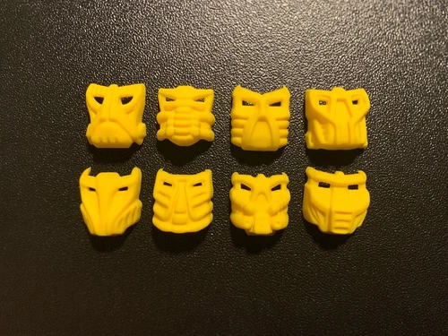 Lego Bionicle Tahnok Va, Yellow Krana Mask Set Of 8, Xa Za Vu Ca Yo Ja Su Bo