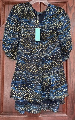 Shore Camila Metallic Lined Golden Night Mini Dress Boutique Women XS $268