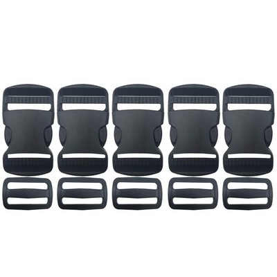 5 Set 1.25 Inch Quick Release Buckles and Tri-Glide Slides for Luggage Straps