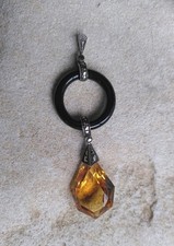 grosser Art Deco Anhänger Citrin Onyx paste Silber