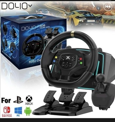 NBCP Gaming Racing Steering Wheel With Plastic Pedal Shifter Driving Simulator